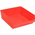 Global Industrial Plastic Nesting Storage Shelf Bin 11-1/8inW x 11-5/8inD x 4inH Red 184845RD